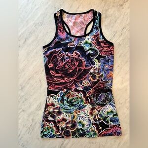 Sweaty Betty Neon Lights Workout Racer Back Tank Top